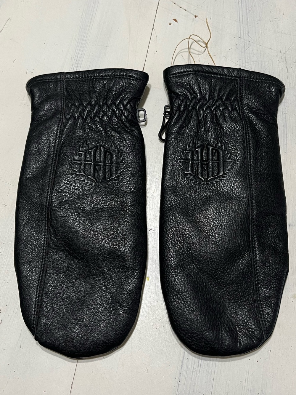 Vintage Harley Davidson Men’s Black Leather Riding Gloves Mittens Fleece Lined